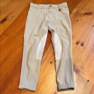 DEVON-AIRE 10 Beige Ribbed Riding Breeches Knee Patch